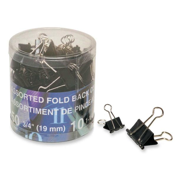 Fold Back Clips, Assorted Sizes, 60/tb