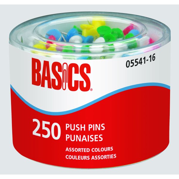 Pins Basic Os Basics® Push Pins, 250/tb