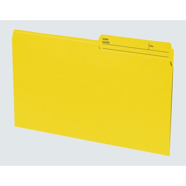 Basics® Coloured Reversible File Folders, Legal, Yellow, 100/bx