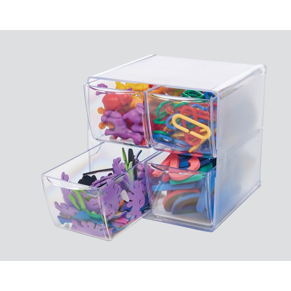 Deflecto® Stackable Storage Cube, Four Drawers