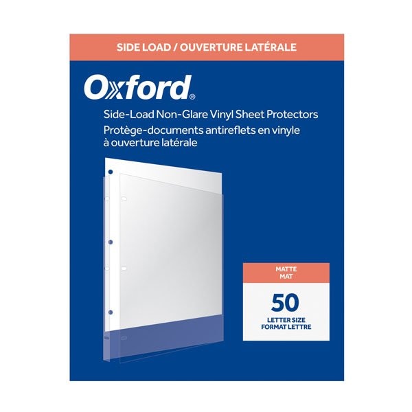 Oxford® Side Load Sheet Protectors, 4 mil Vinyl, Letter, 50/box